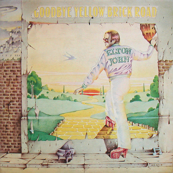 Photograph of the album cover of Elton Johns Goodbye Yellow Brick Road