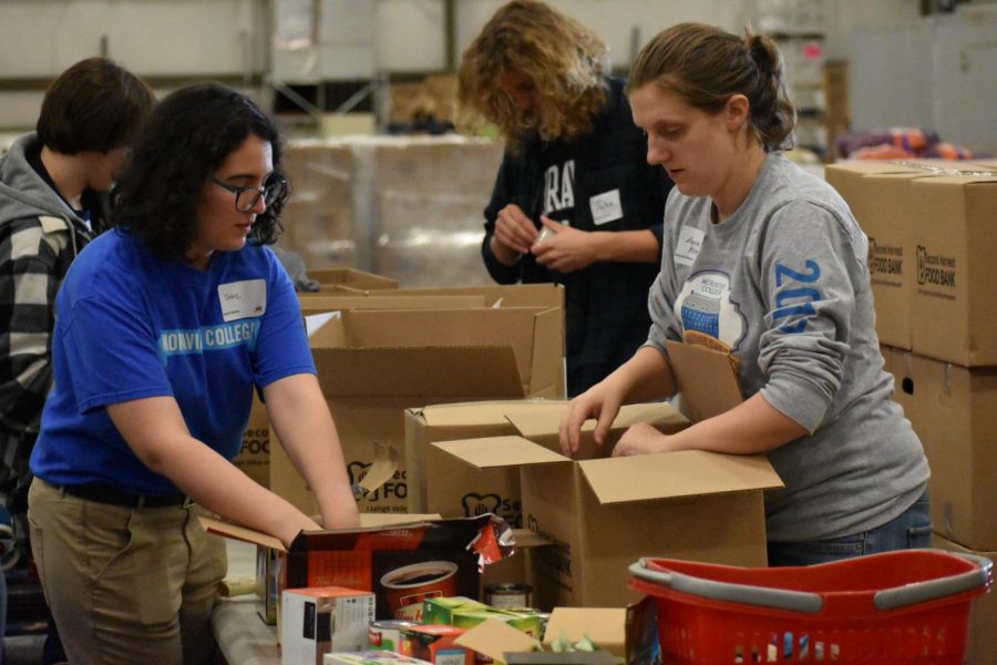 Moravian College students and faculty came together to organize food for Second Harvest Food Pantry.