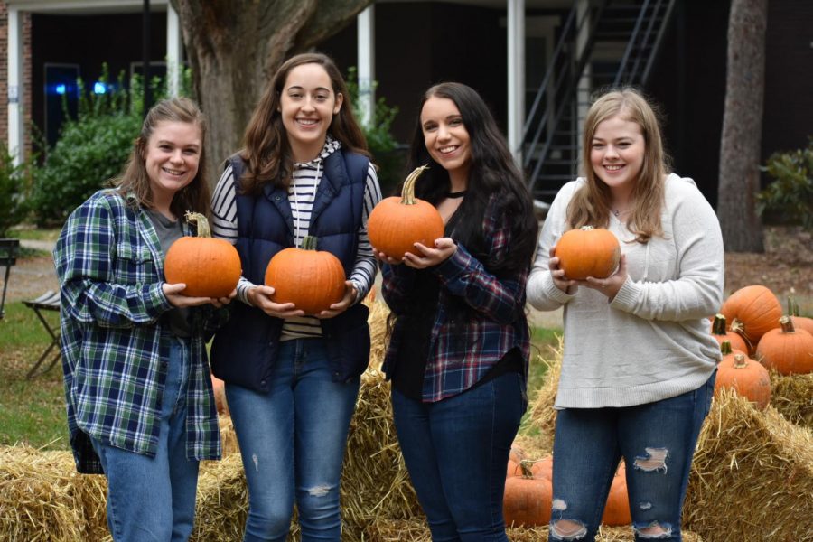 Moravian students pose with their pumpkins at the annual Fall Fest. 