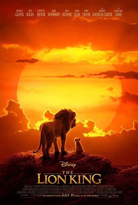 The movie poster for the new Lion King movie.