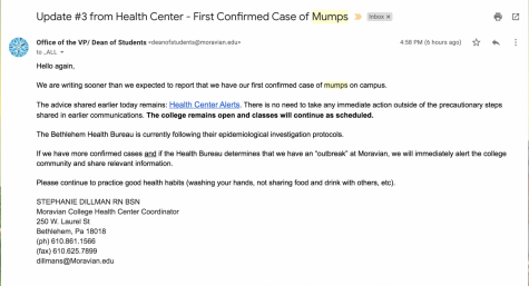 an email detailing the mumps cases on campus