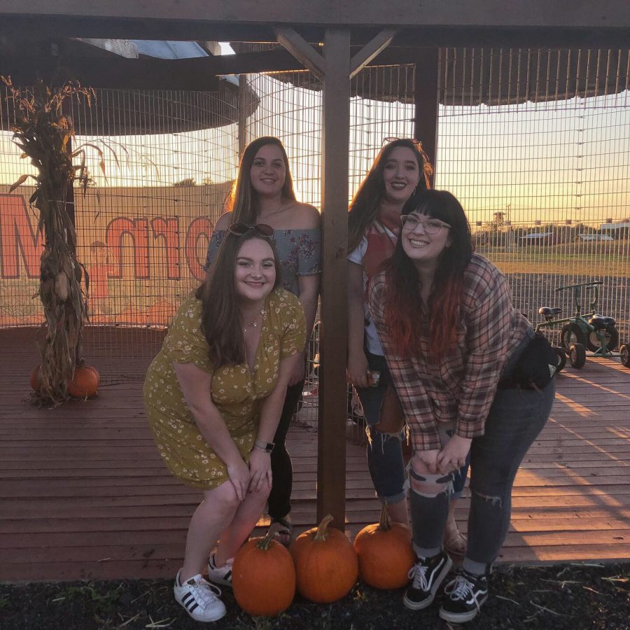 Photograph of students at a pumpkin patch
