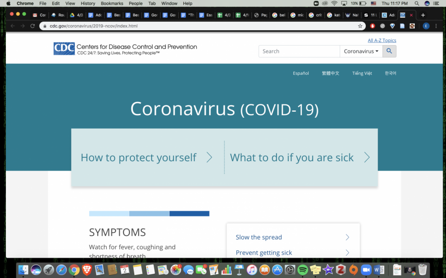 The page of the CDCs website dedicated to COVID-19.