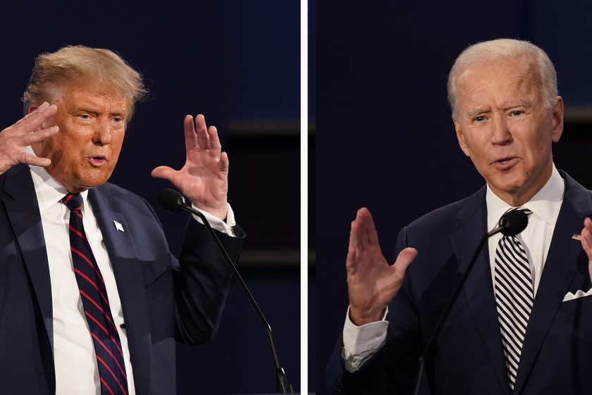 POTUS Donald Trump and former VP Joe Biden go head-to-head in this gruelling and insult-laden debate on Tuesday night; Photo Courtesy of: www.latimes.com