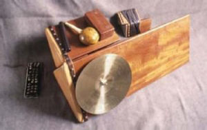 Moondog's self-made instrument, the trimba. Photo courtesy of nexuspercussion.com