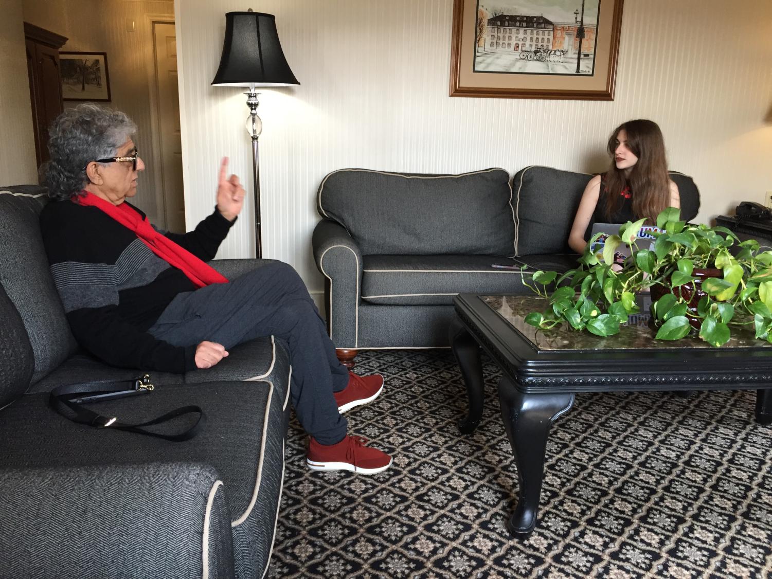 Logan Palau interviews Deepak Chopra at Hotel Bethlehem. Photo courtesy of staff