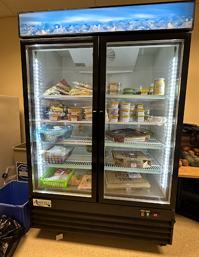 Photo by Liz Kameen. One recent addition to Mo’s Cupboard is a new refrigerator, donated by the Second Harvest Food Bank of Lehigh Valley. 
