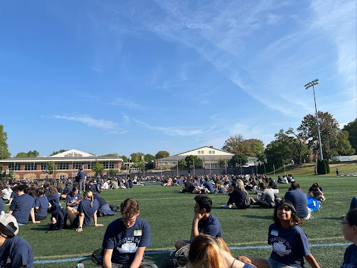 Photo by Lola Offenback. Students at MAK field during the morning program on Heritage Day 2024. 
