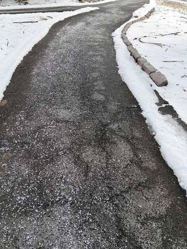 Photo by Catherine Forrester: Salted sidewalk on South Campus 