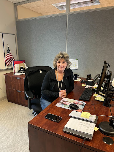 Photo by Logan Palau. Pictured: Kelly Carlotz, Moravian’s mailroom supervisor. 
