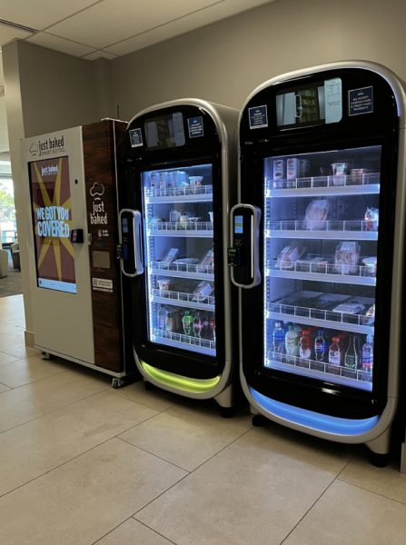 Photo by Lola Offenback. Vending machines now located on the entrance level of the HUB.
