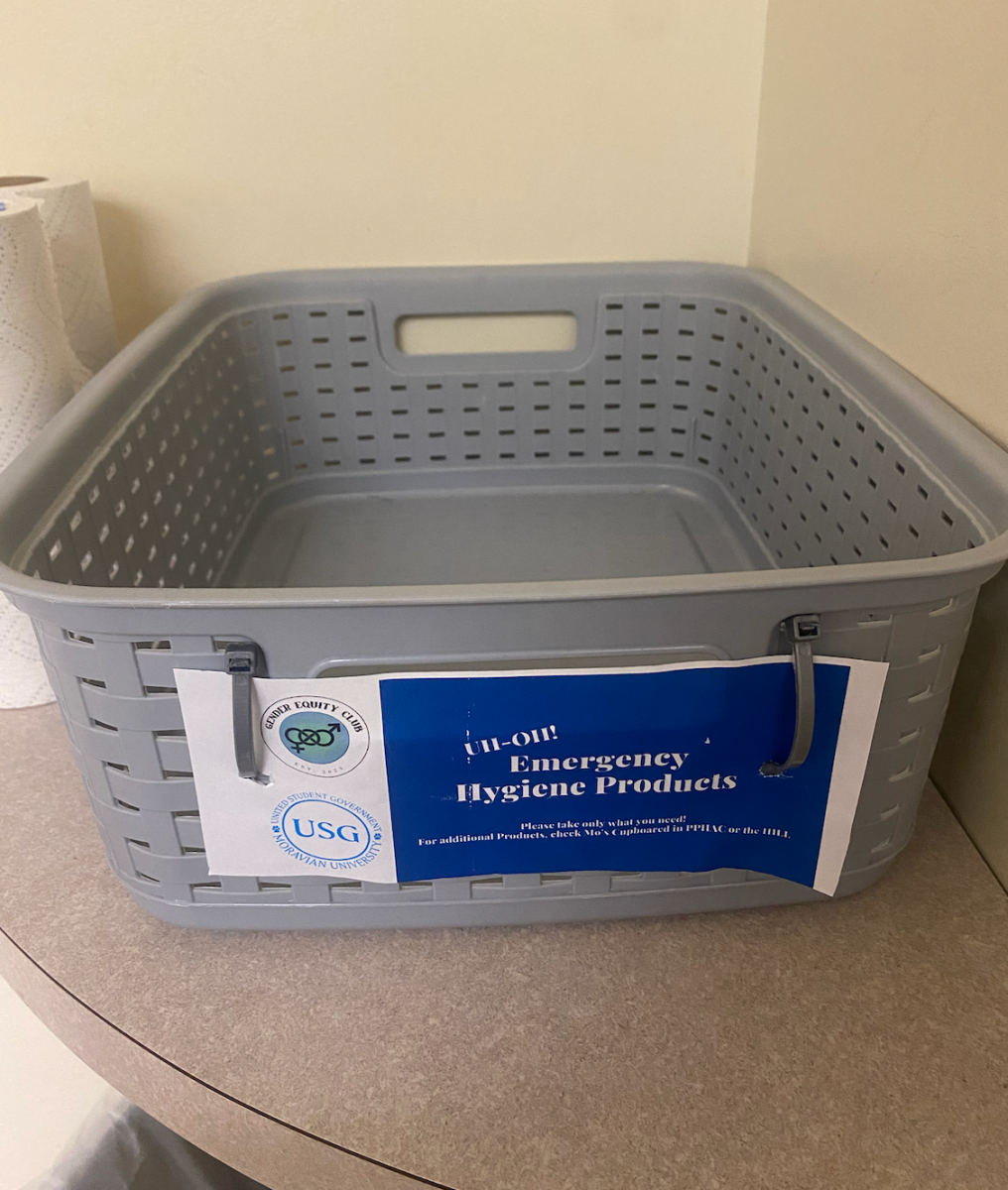 Photo from Megan Smith. An empty period product bin in Reeves Library.