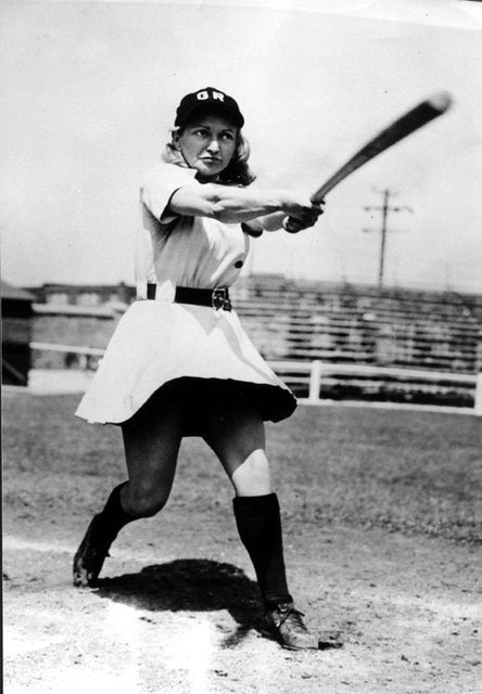 Photo from Picryl. Pictured: A women’s pro baseball player from the 1940s.
